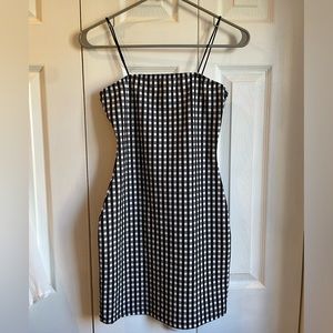 Black and white checkerboard sleeveless dress